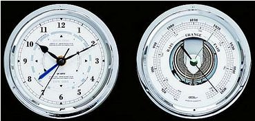 Chrome tide clock barometer wall unit